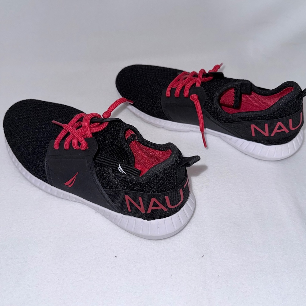 Nautica Kids Black & Red Knit Sneakers Size 2 (EUR 33)